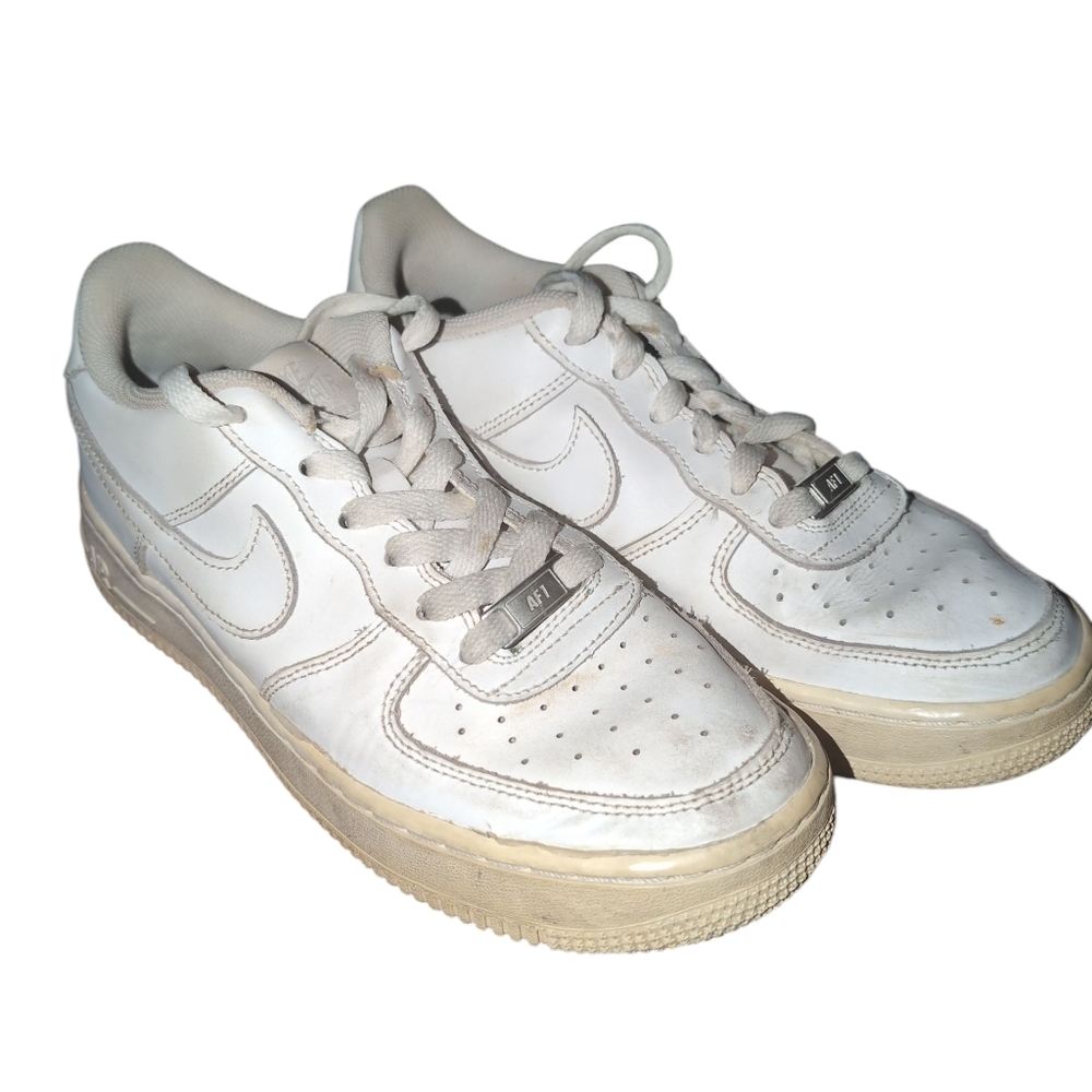 White Nike Air Force One AF1 Sneakers with Gray Accents